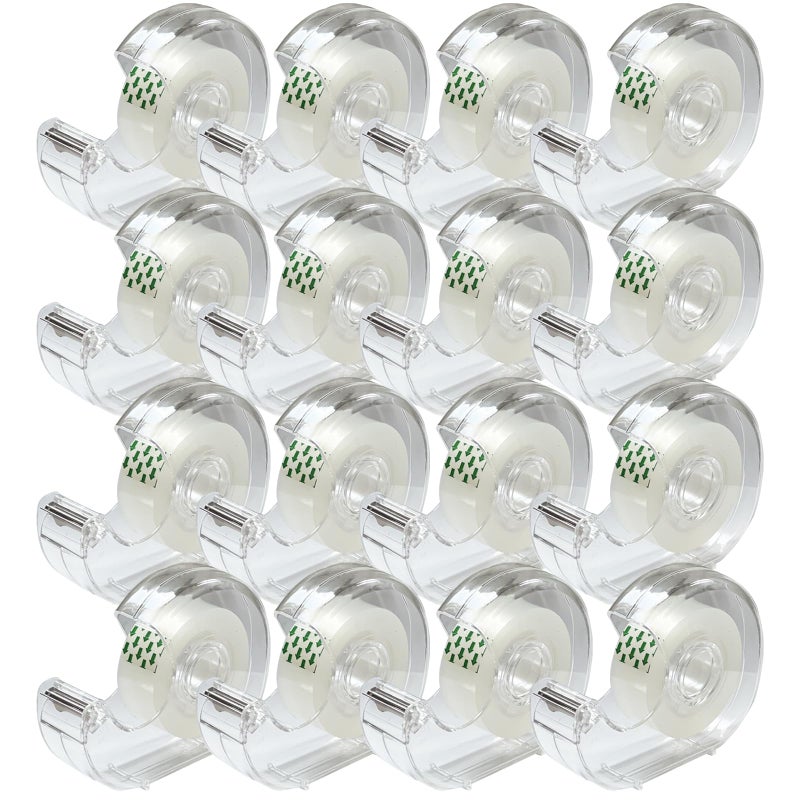 MJUNM Transparent Tapes and Refillable Dispensers, Glossy Finish Clear Tape, Tape Refill with Dispenser for Home, School, 12 Rolls - Image 1