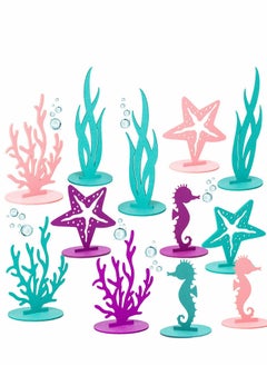 Y&D Mermaid Birthday Decorations Felt Table Centerpiece, 24Pcs Under the Sea Party Supplies for Ocean Theme Little Baby Shower  - Image 1