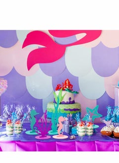 Y&D Mermaid Birthday Decorations Felt Table Centerpiece, 24Pcs Under the Sea Party Supplies for Ocean Theme Little Baby Shower  - Image 4