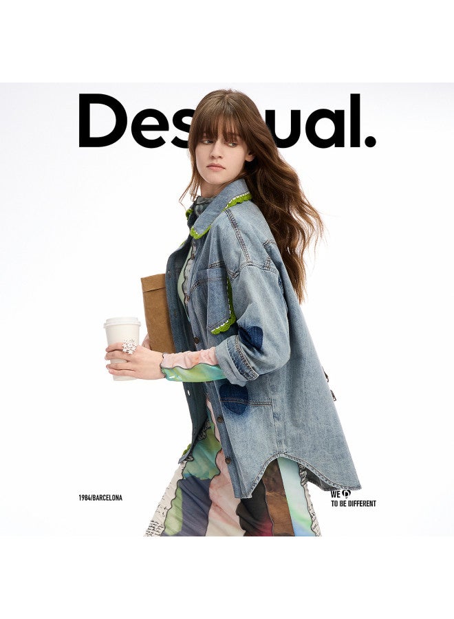 DESIGUAL ss25 New Crochet Lace Heart Wash Design Women's Blouse - Image 2