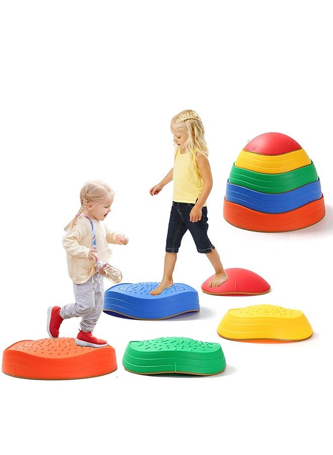 XiuWoo 5Pcs Non-Slip Plastic Balance Stepping Stones for kids, for Pomoting Children's Coordination Skills Obstacle Courses Sensory Toys for Toddlers,Indoor or Outdoor Play - Image 1