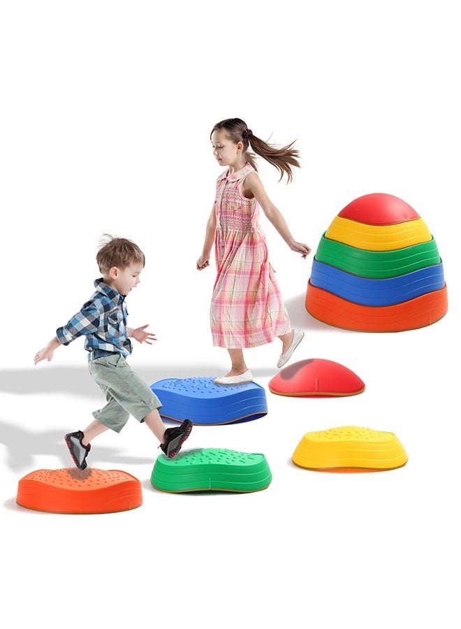 XiuWoo 5Pcs Non-Slip Plastic Balance Stepping Stones for kids, for Pomoting Children's Coordination Skills Obstacle Courses Sensory Toys for Toddlers,Indoor or Outdoor Play - Image 3