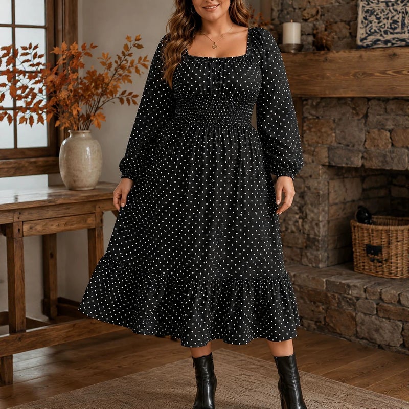Plus Size Polka Dot Dress for Women - Image 3