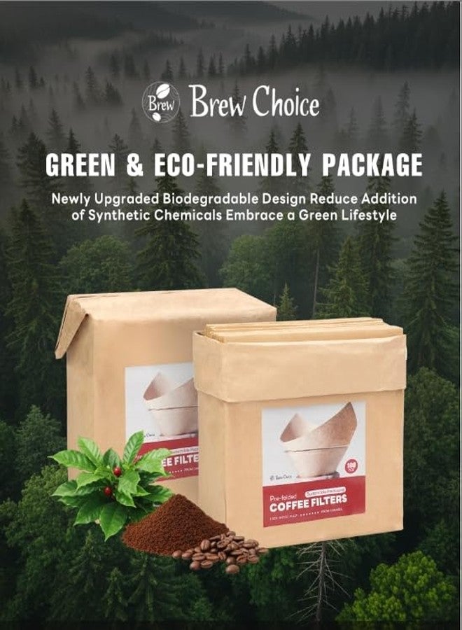 Brew Choice 100ct Pre-folded Unbleached Cone Coffee Filters, Upgraded 30% Thicker Natural Paper for Pure Taste, Compatible with Chemex Pour-Over Coffee Makers - Image 4