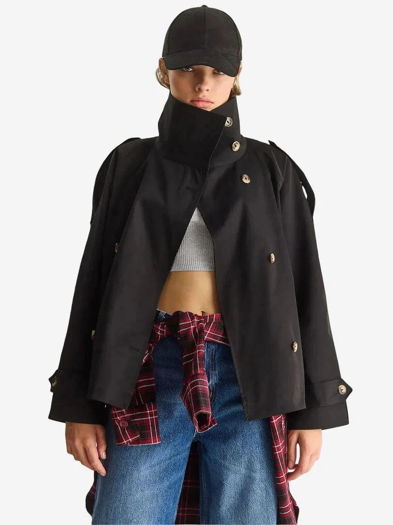 Bianco Lucci LUCCI Oversize Buttoned Trench Coat