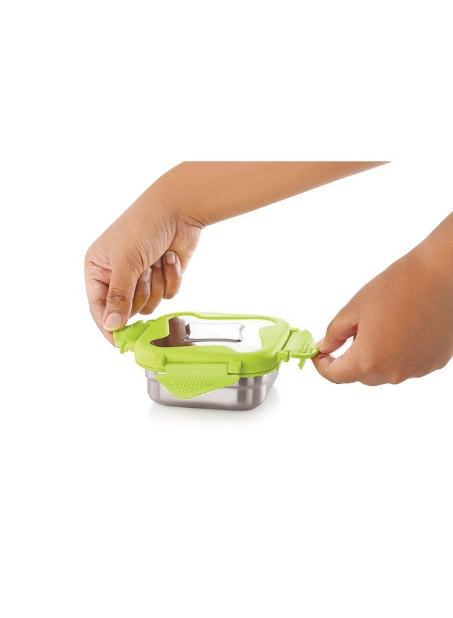 STEELLOCK Smart Stainless Steel Tiffin Lunch Box Set for Kids and Adults - Airtight Leakproof Square Containers with Steel Lids - Green 250ml & 360ml - School & Office - Image 2