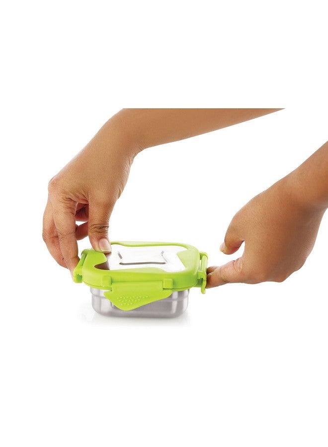 STEELLOCK Smart Stainless Steel Tiffin Lunch Box Set for Kids and Adults - Airtight Leakproof Square Containers with Steel Lids - Green 250ml & 360ml - School & Office - Image 4