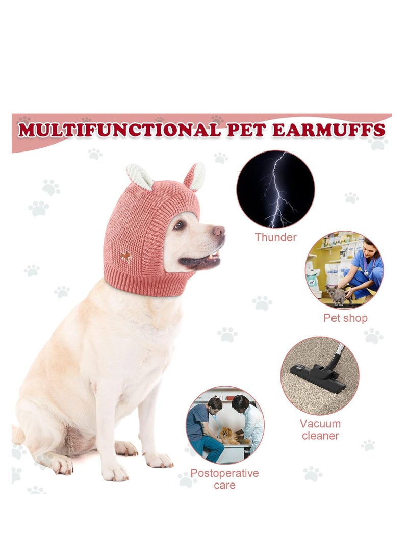 Najwa Knitted Dog Hats Pet Ears Warm Dog Ear Cover Noise Protection Dog Ear Muffs Dog Winter Hat Dog Snood Head Wrap Bunny Costume for Medium to Large Dogs Cats Pets (Pink)  - Image 2