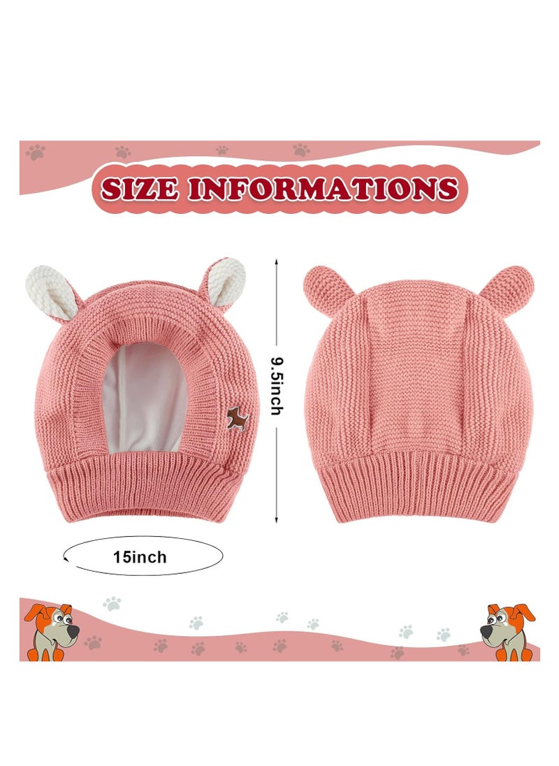 Najwa Knitted Dog Hats Pet Ears Warm Dog Ear Cover Noise Protection Dog Ear Muffs Dog Winter Hat Dog Snood Head Wrap Bunny Costume for Medium to Large Dogs Cats Pets (Pink)  - Image 3