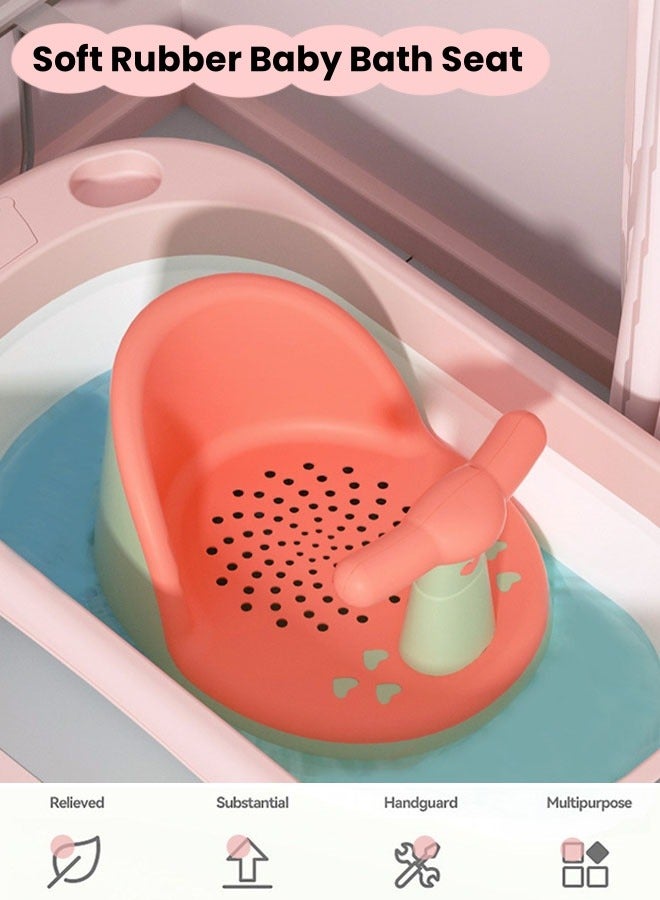 Baby Bathtub Seat, Non Slip Baby Bath Chair, Bathtub Chair for Baby Sitting Up, Baby Bath Seat with Suction Cups for Baby (Pink)  - Image 1