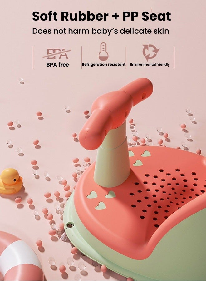 Baby Bathtub Seat, Non Slip Baby Bath Chair, Bathtub Chair for Baby Sitting Up, Baby Bath Seat with Suction Cups for Baby (Pink)  - Image 3