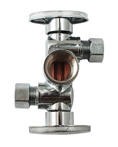 Keeney Quarter Turn 3 Way Valve 1/2-Inch FIP by 3/8-Inch OD by 3/8-Inch OD Dual Handle, Lead-Free - Image 1