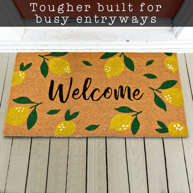 MAINEVENT Lemon Doormat, 30x17 Inch, Outdoor Rug, Yellow Coir Doormat, Hello Spring Door Mat - Image 3