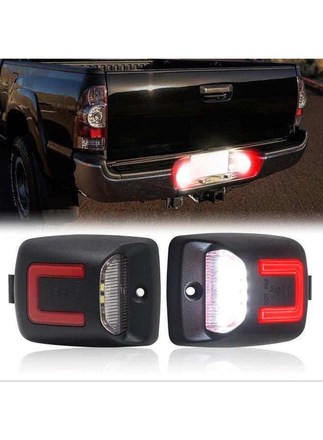 AUYICH LED license Plate Light Lamp Assembly Compatible with Tacoma 2005-2015, For Tundra 2000-2013, 2PCS Tag Lights for License Plate White & Red Lights, Clear Lens. - Image 1