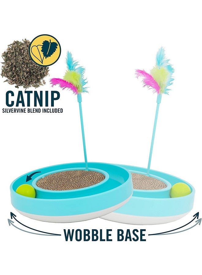 Our Pets OurPets Wobble Scratch Track Cat Toy - Interactive Cat Toys for Indoor Cats with Ball Track That Rolls; Feather Wand and Scratcher Pad. Great as a Kitten Toy for Self Play to Keep Them Busy - Image 2