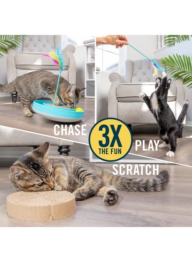 Our Pets OurPets Wobble Scratch Track Cat Toy - Interactive Cat Toys for Indoor Cats with Ball Track That Rolls; Feather Wand and Scratcher Pad. Great as a Kitten Toy for Self Play to Keep Them Busy - Image 3