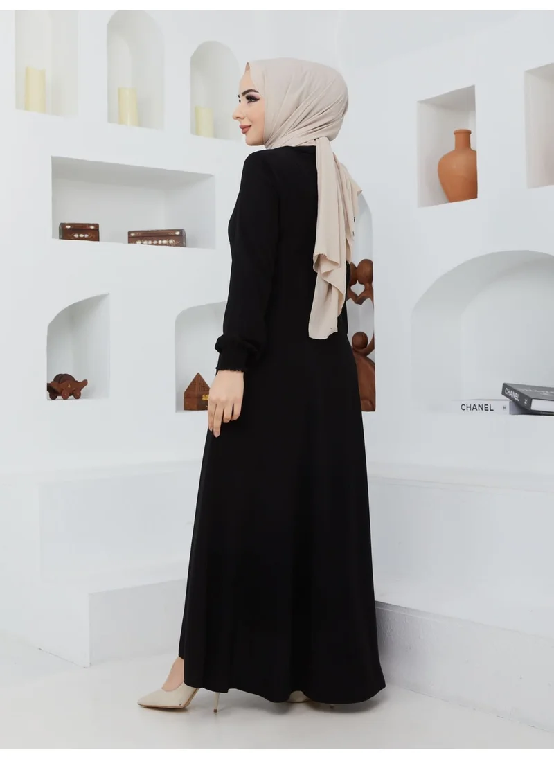 Kmk Kombin KMK Combined Summer Mevlana Model Waist-fitted Flared Fereca Topcoat with Elasticated Sleeves
