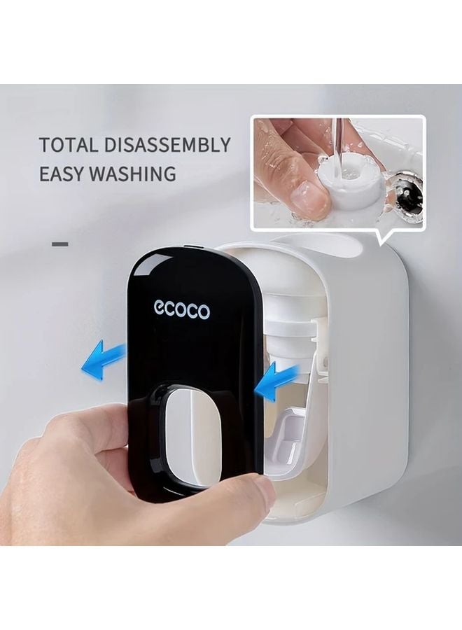Black Automatic Luxury Toothpaste Dispenser One Click Squeeze Wall Mounted No Drill Holder - Image 5