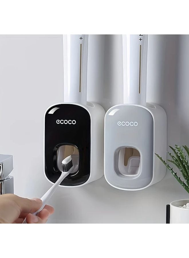 Black Automatic Luxury Toothpaste Dispenser One Click Squeeze Wall Mounted No Drill Holder - Image 2
