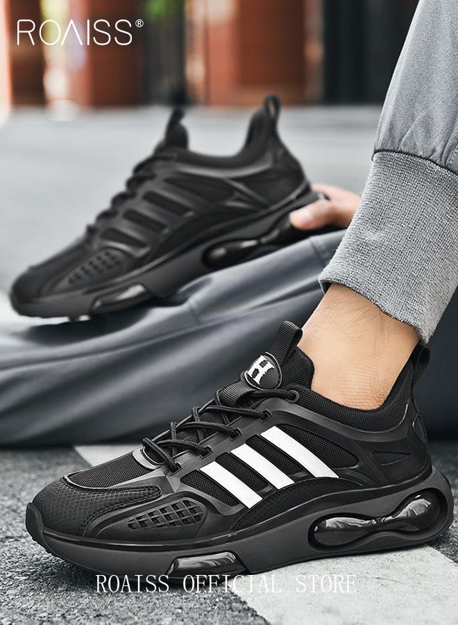 roaiss Casual Outdoor Sneakers for Men Breathable Non Slip Lace Up Mesh Running Shoes Mens Lightweight Soft Elastic Sole Athletic Sneaker Trendy Versatile Youth Walking Footwear  - Image 1