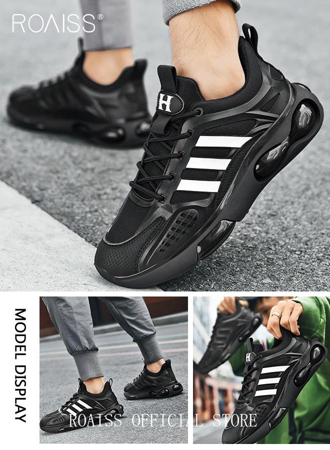 roaiss Casual Outdoor Sneakers for Men Breathable Non Slip Lace Up Mesh Running Shoes Mens Lightweight Soft Elastic Sole Athletic Sneaker Trendy Versatile Youth Walking Footwear  - Image 5