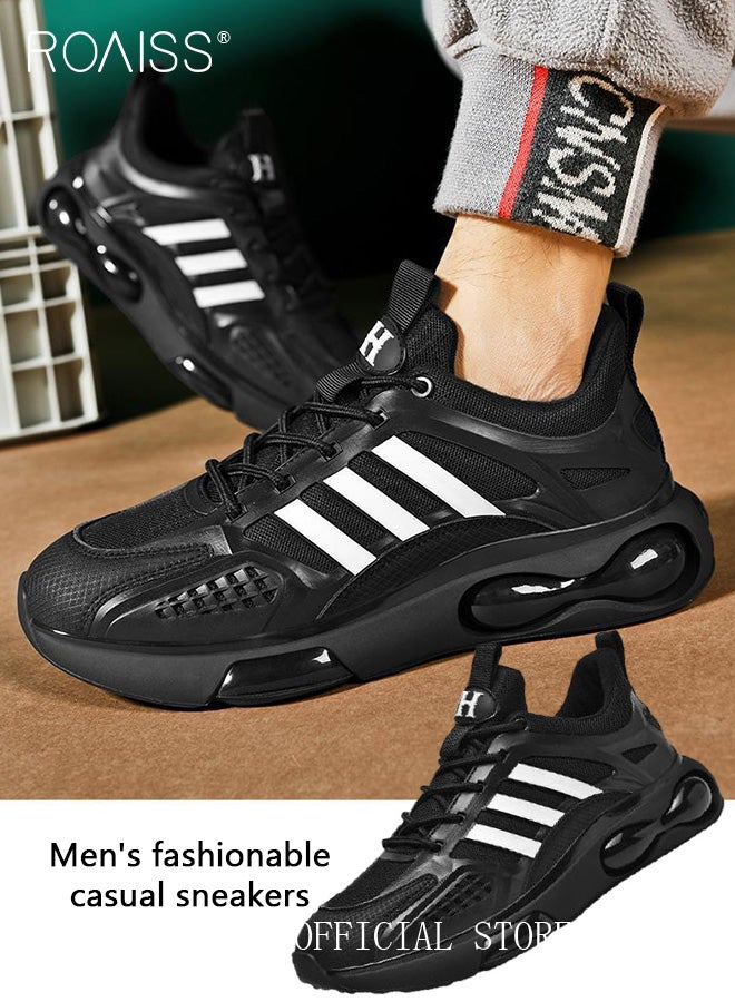 roaiss Casual Outdoor Sneakers for Men Breathable Non Slip Lace Up Mesh Running Shoes Mens Lightweight Soft Elastic Sole Athletic Sneaker Trendy Versatile Youth Walking Footwear  - Image 4