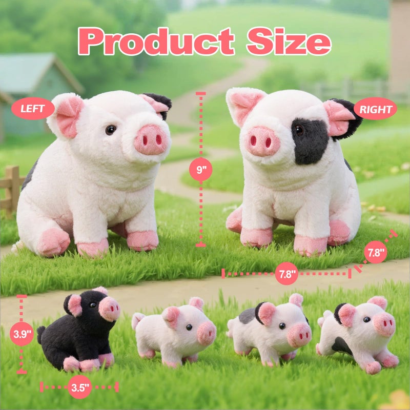 OUOZZZ 11" Pig Stuffed Animals with Babies Inside, 5-in-1 Plush Pig Toys with 4 Babies in Zippered Tummy, 3 Year Old Birthday Gifts for Girls Boys Kids Toddler - Image 2