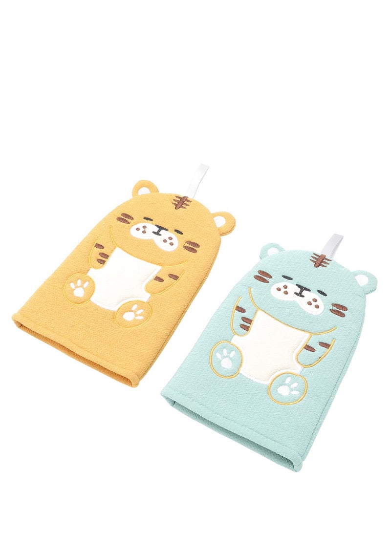 Y&D Baby Bath Mitt Washcloths Gloves, Kids Sponge, Cartoon Mitts for Toddler and Shower Scrub (2 pcs)  - Image 2