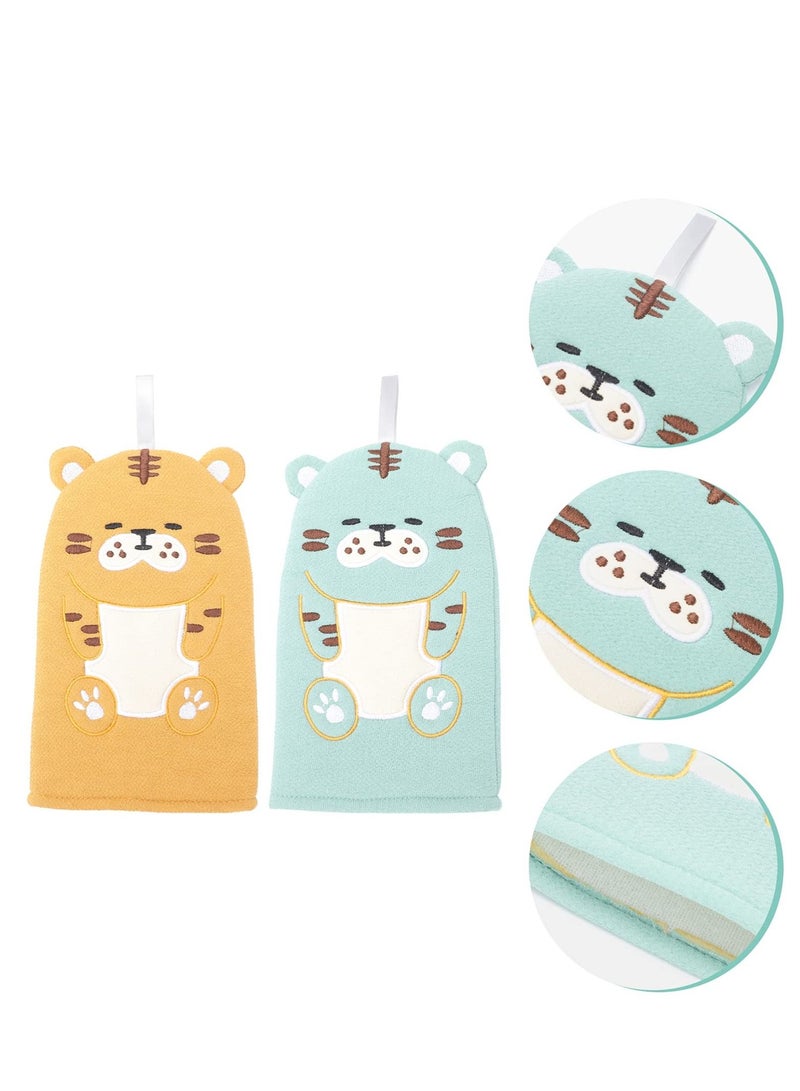 Y&D Baby Bath Mitt Washcloths Gloves, Kids Sponge, Cartoon Mitts for Toddler and Shower Scrub (2 pcs)  - Image 1