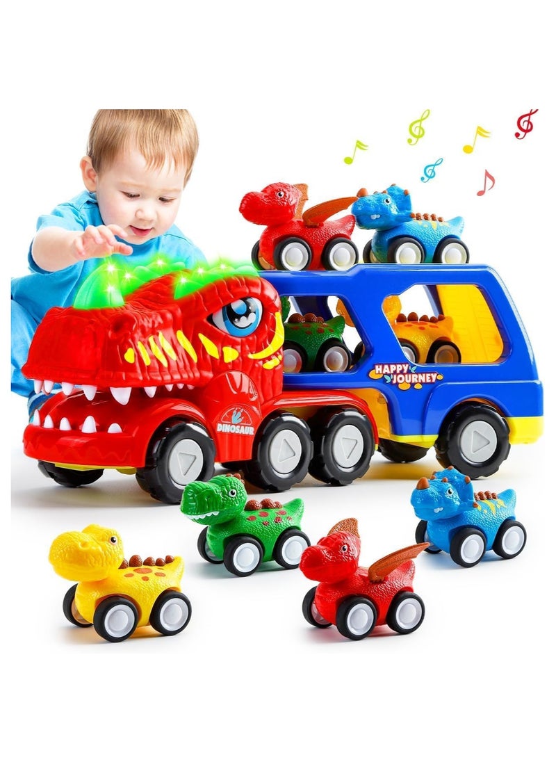 Generic Truck Toys, Car Toys for Toddler 2 3 4 Year Old Boys Gifts,5-Pieces Monster Truck Toys for Kids 2-4,Dinosaur Car Toys for Boys Age 2 3 4 5 6,Pull Back Cars for Toddler Gifts Toys for 2-5 Year Old Girl  - Image 1