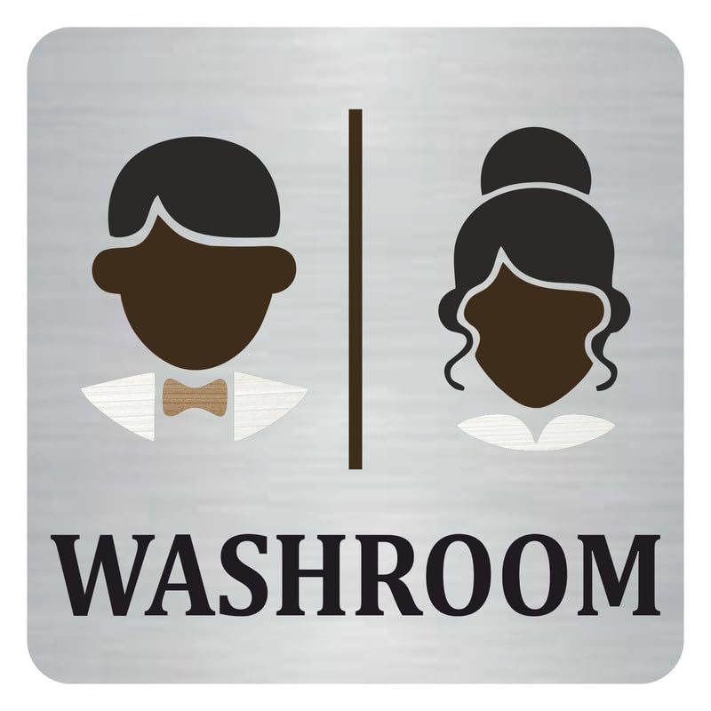 Zouple MALE-FEMALE, HE-SHE, Washroom Sign, 6x6 Inch, Durable Steel, Self-Adhesive - Image 1