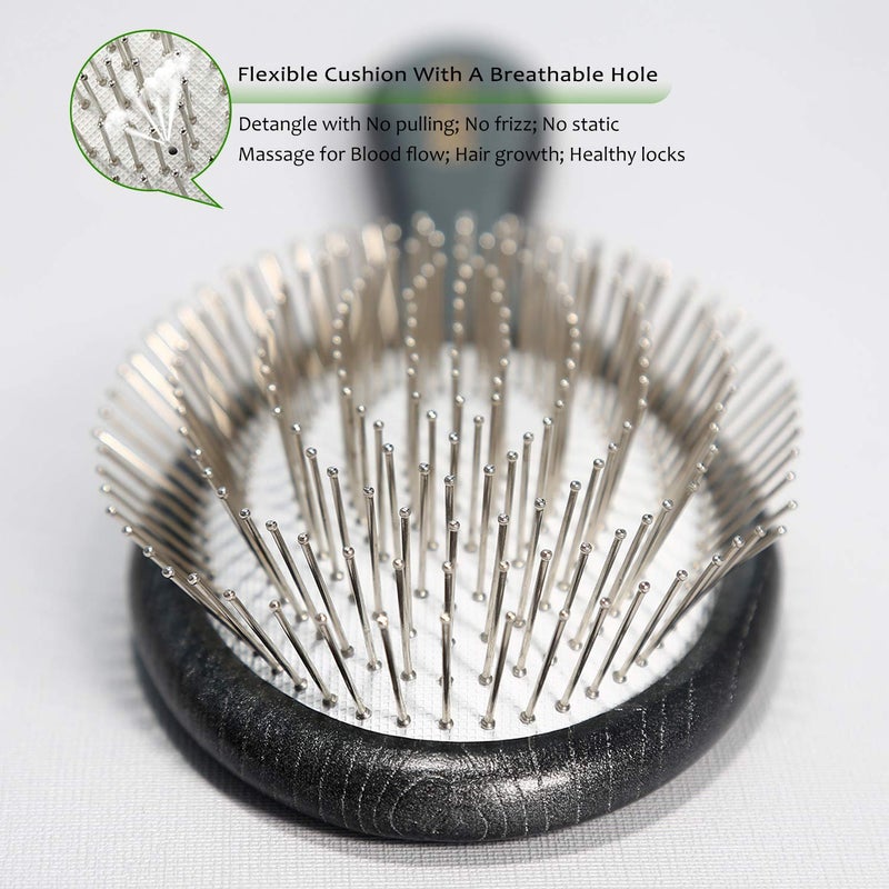 BESTOOL Hair Brush, Paddle Detangler Brush with Metal Bristles for Women/Men/Kids Detangling & Massaging, Anti Static, Best for All Hair Types Wet & Dry DailyUse - Image 2