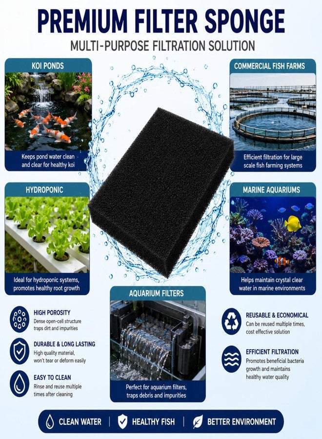 VAYINATO® Premium Aquarium Filter Black Sponge (50 x 50 x 4 cm) | High Porosity Bio Filter Foam Sheet | Cut-to-Size Reusable Filtration for Aquariums, Koi Ponds, Hydroponics, Aquaculture & Fish Farms - Image 3