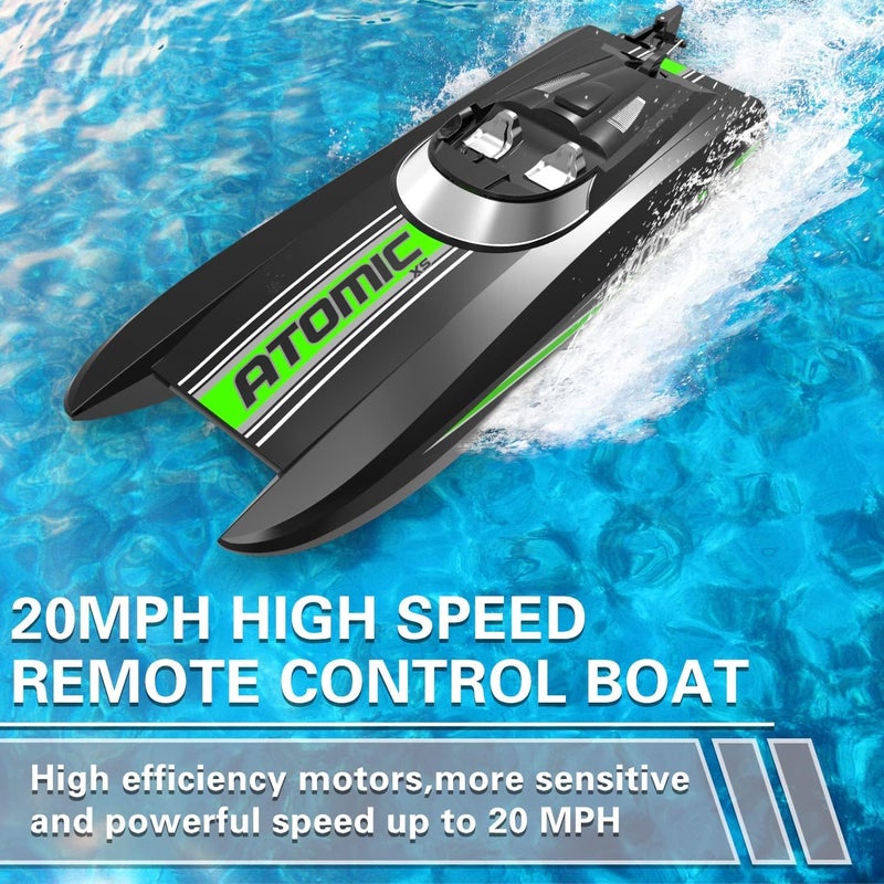 volantexrc Remote Control Boats for Pools and Lakes 20MPH AtomicXS High Speed RC Boat for Adults Toy Boat Gifts with 2 Batteries  Reverse Function 7955 Black - Image 3