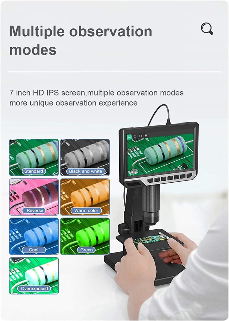 Microware 7 inch Digital Microscope 0-2000x Magnification 12MP Photo/Video Camera with IPS HD Screen Dual Lens - Image 4