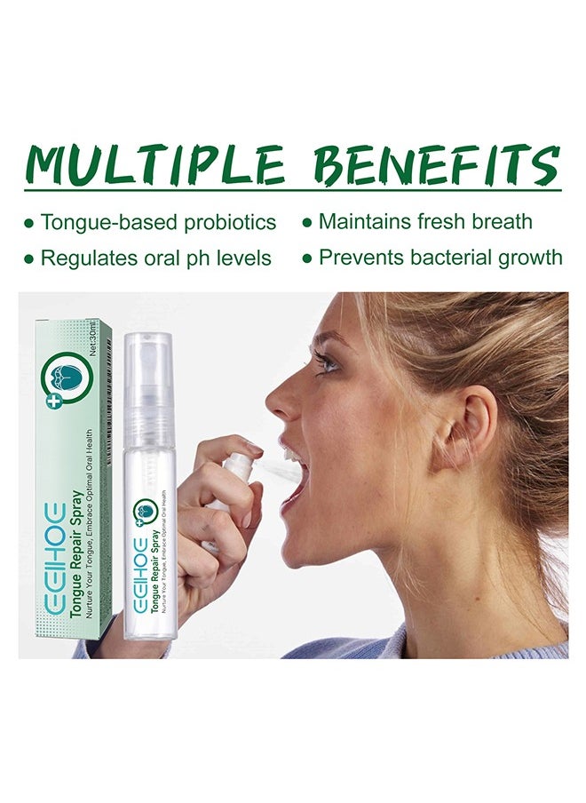 EELHOE Tongue Repair Spray,Mouth Repair Spray Repairs White Tongue Coating,  Tongue Care Spray, Portable Mouth Spray, Mouthwash Spray, Freshens Breath, Eliminates Bad Breath  30ml  - Image 2