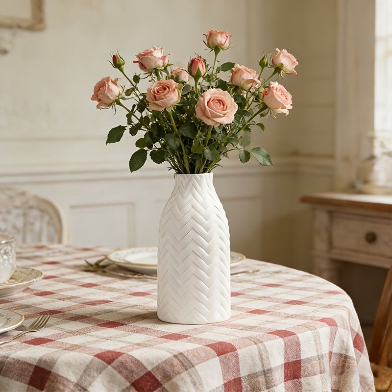 Woven Style Ceramic Vase Vintage Meteorite Farmhouse Decor For Classic Flower Displays Table Centerpiece - Image 2
