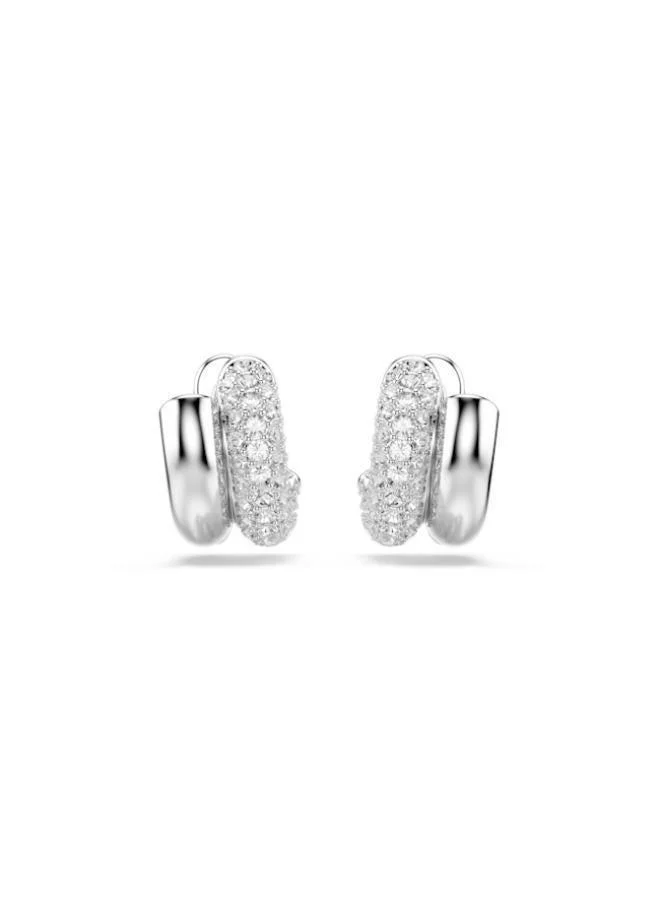 Swarovski  Dextera White Crystal Rhodium Plated Mini Hoop Earrings for Women | Best Price UAE