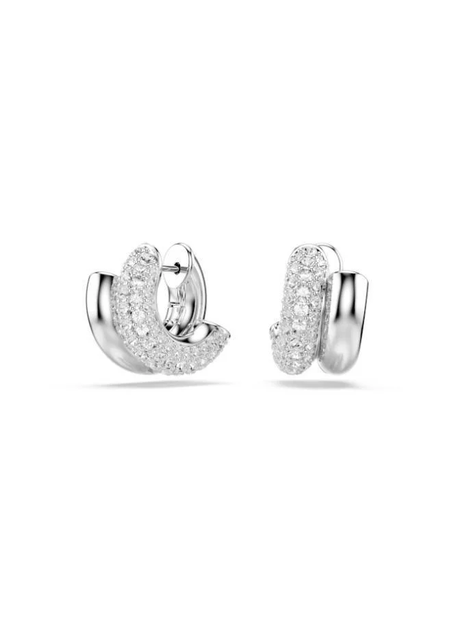 Dextera White Crystal Rhodium Plated Mini Hoop Earrings