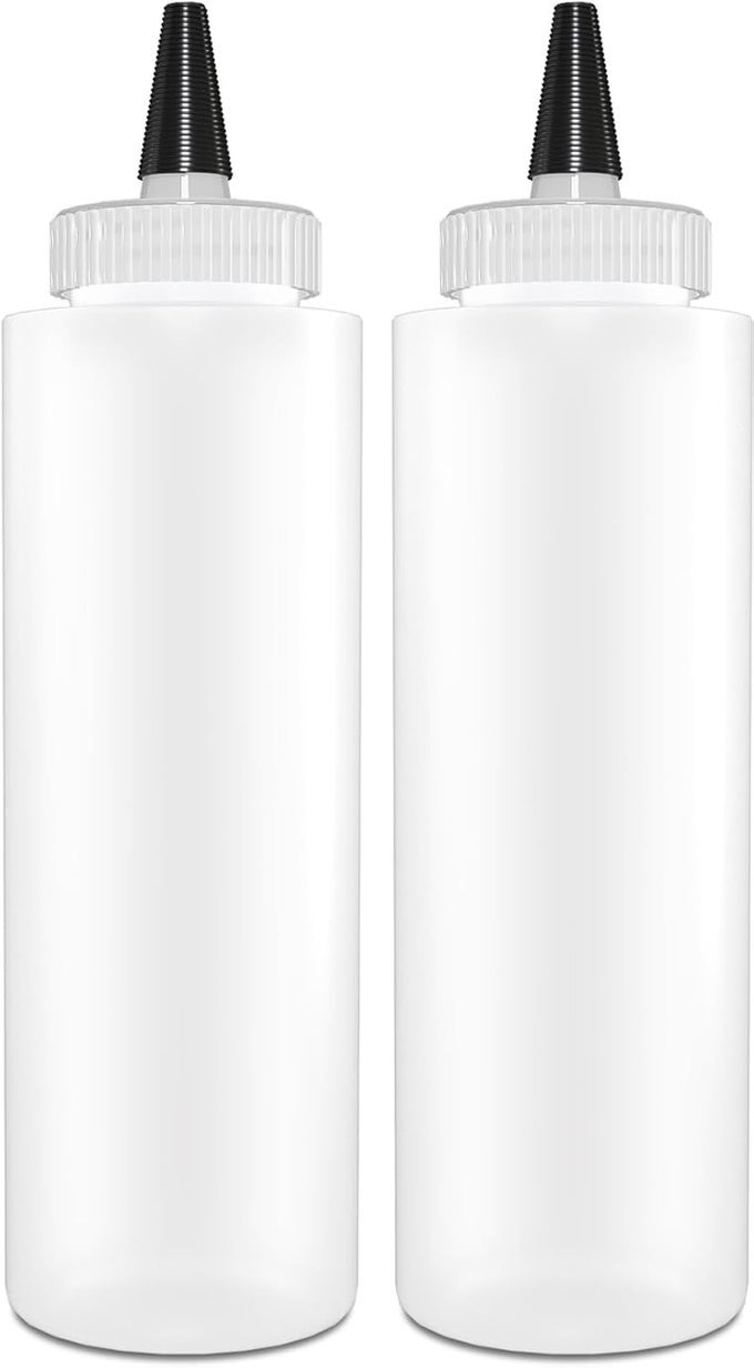 CONDIMENT SQUEEZE BOTTLES 8 OZ WIDE NECK EMPTY SQUIRT BOTTLES REMOVABLE TOPCAP LEAK PROOF FOR KETCHUP MUSTARD SYRUP SAUCES DRESSING OIL ARTS CRAFTS BPA FREE PLASTIC 2 PACK