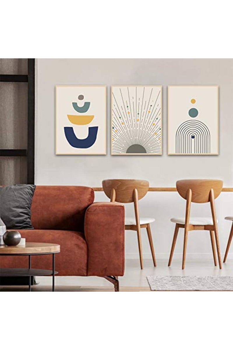 Ecyanlv Mid Century Modern Wall Art - Boho Canvas Print - Abstract Geometric Canvas Wall Art Set - Scandinavian Wall Art Painting for Living Room Bedroom Decor No Framed - Image 2