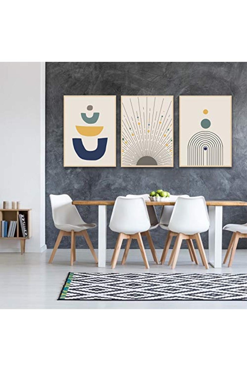 Ecyanlv Mid Century Modern Wall Art - Boho Canvas Print - Abstract Geometric Canvas Wall Art Set - Scandinavian Wall Art Painting for Living Room Bedroom Decor No Framed - Image 3