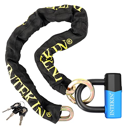 INTEKIN Motorcycle Chain Lock 3.6FT Bike Lock 10mm/0.42inch Thick Security Chain Locks Heavy Duty Bike Lock with 16mm/0.64inch Disc Lock for Gates, Fences and Outdoor Equipment - Image 1