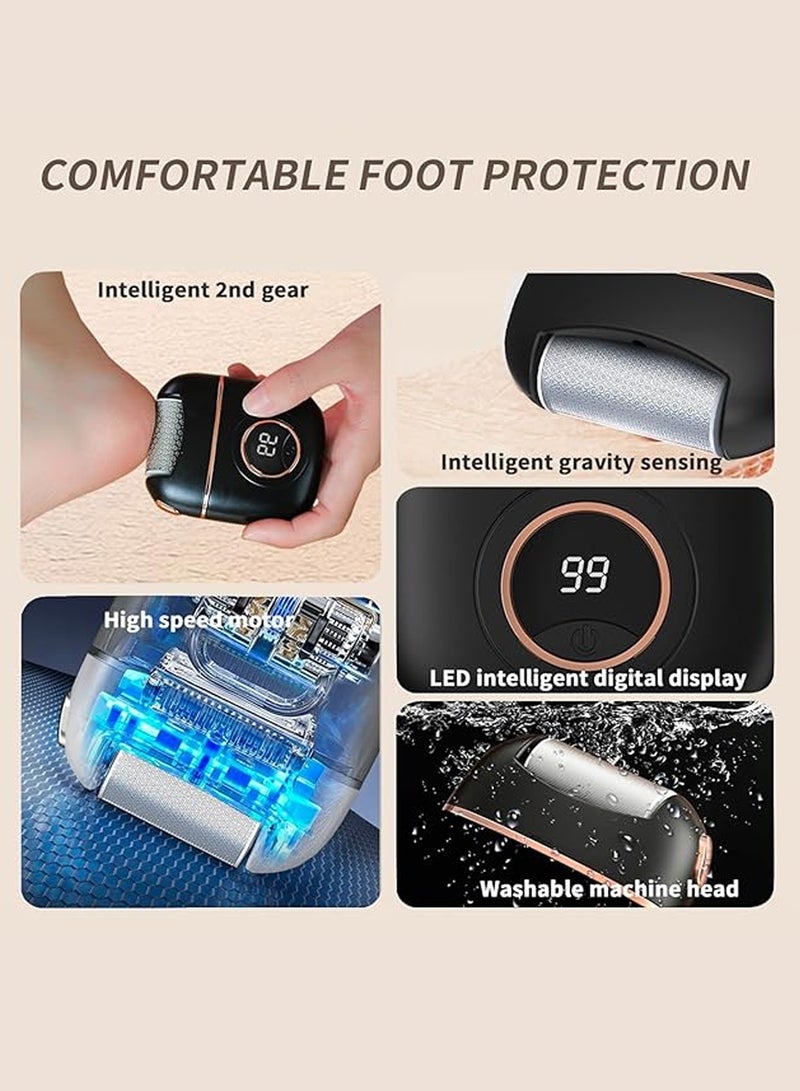 Electric Foot File Callus Remover for Feet, Foot Callus Remover Tool Foot Care Pedicure Kit Feet Scrubber Dead Skin Remover Rechargeable with 2 Grinding Heads 2 Speeds for Men Women Foot Files, Black - Image 3