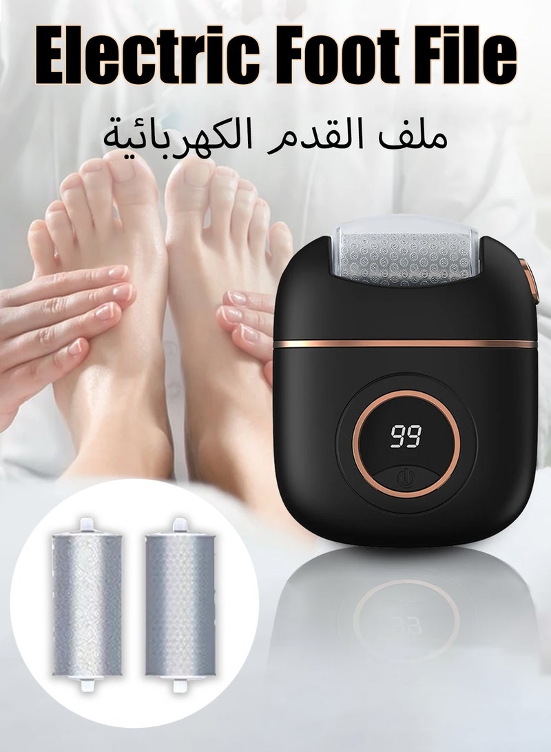 Electric Foot File Callus Remover for Feet, Foot Callus Remover Tool Foot Care Pedicure Kit Feet Scrubber Dead Skin Remover Rechargeable with 2 Grinding Heads 2 Speeds for Men Women Foot Files, Black - Image 1