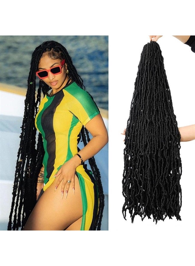 Youngther Soft locs 36 inch 6 packs Extended New Faux Locs Crochet Hair Pre Looped Synthetic Braiding Hair Extension Crochet Hair for Black Women (36 inch, 6packs,1B) - Image 1