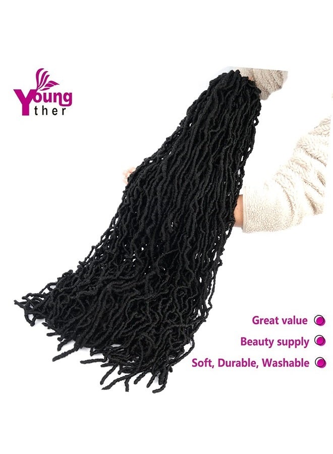 Youngther Soft locs 36 inch 6 packs Extended New Faux Locs Crochet Hair Pre Looped Synthetic Braiding Hair Extension Crochet Hair for Black Women (36 inch, 6packs,1B) - Image 4
