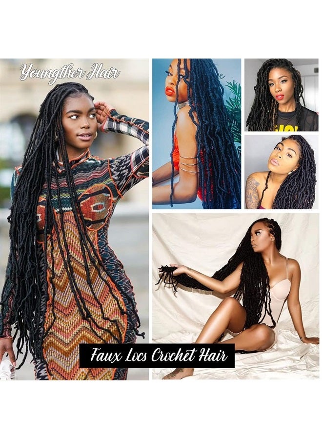 Youngther Soft locs 36 inch 6 packs Extended New Faux Locs Crochet Hair Pre Looped Synthetic Braiding Hair Extension Crochet Hair for Black Women (36 inch, 6packs,1B) - Image 5