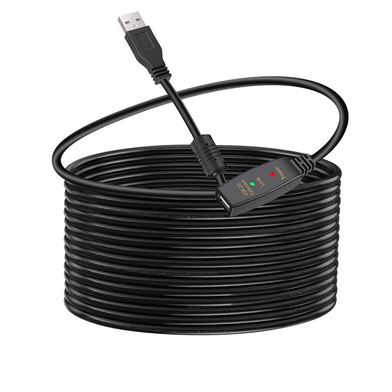 كابل تمديد USB نشط LDKCOK بطول 30 قدم 20 ذكر إلى أنثى مع شريحة تعزيز الإشارة