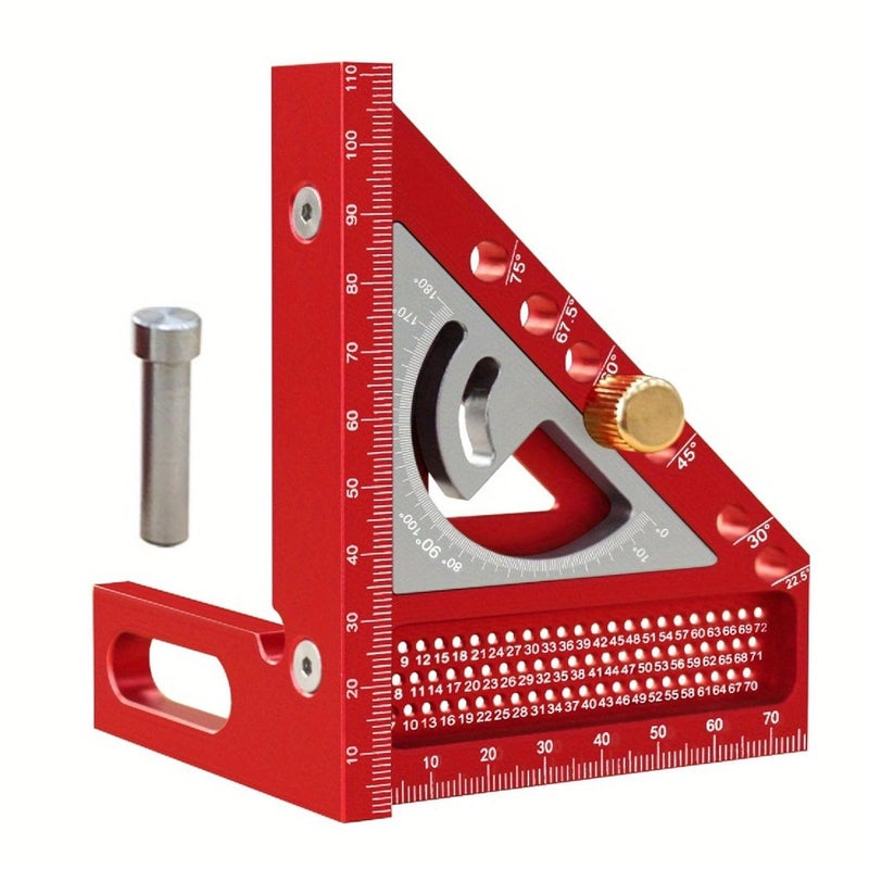 Red Gray 3D Multi Angle Measuring Ruler Aluminum Alloy Protractor for Woodworking Pipes Engineer Carpenter - Image 2